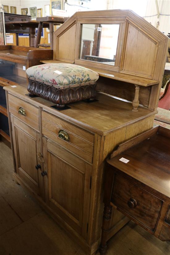 Edwardian beech chiffonier, with mirrored shelved back
